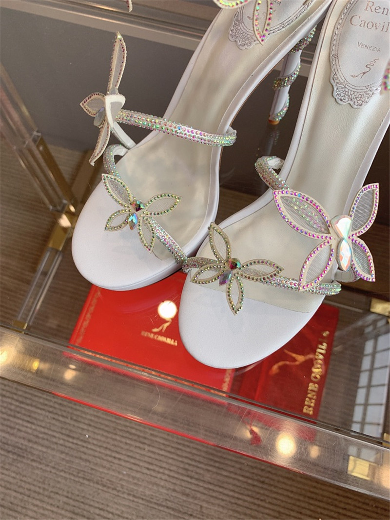 rene caovilla crystal butterfly high heel sandals