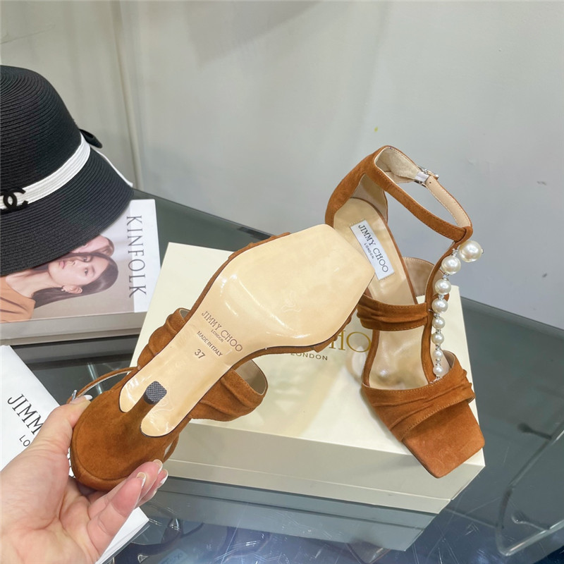 J1m*y Ch00 pearl heel sandals
