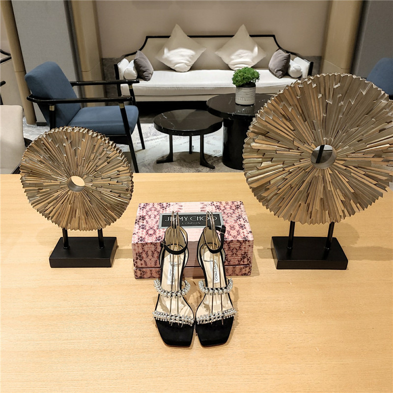 J1m*y Ch00 high heel D1am0nd chain sandals