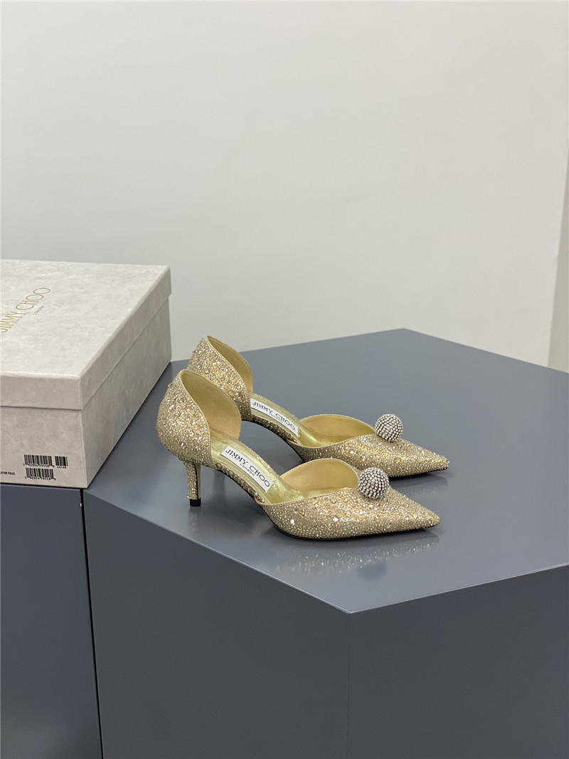 J1m*y Ch00 jc high-heeled crystal slipper shoes