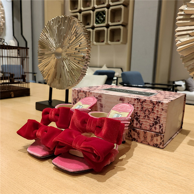 J1m*y Ch00 bow heels dupe bow crinkle sandals