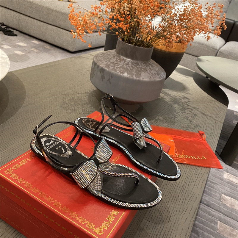 rene caovilla flip flops bow flat sandals