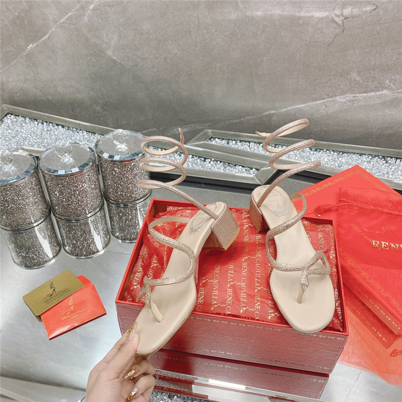 Rene Caovilla Heels Dupe snake crystal chunky heel sandals