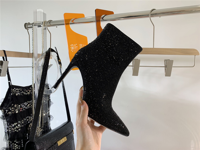 Rene Caovilla drilled pointed high heel booties