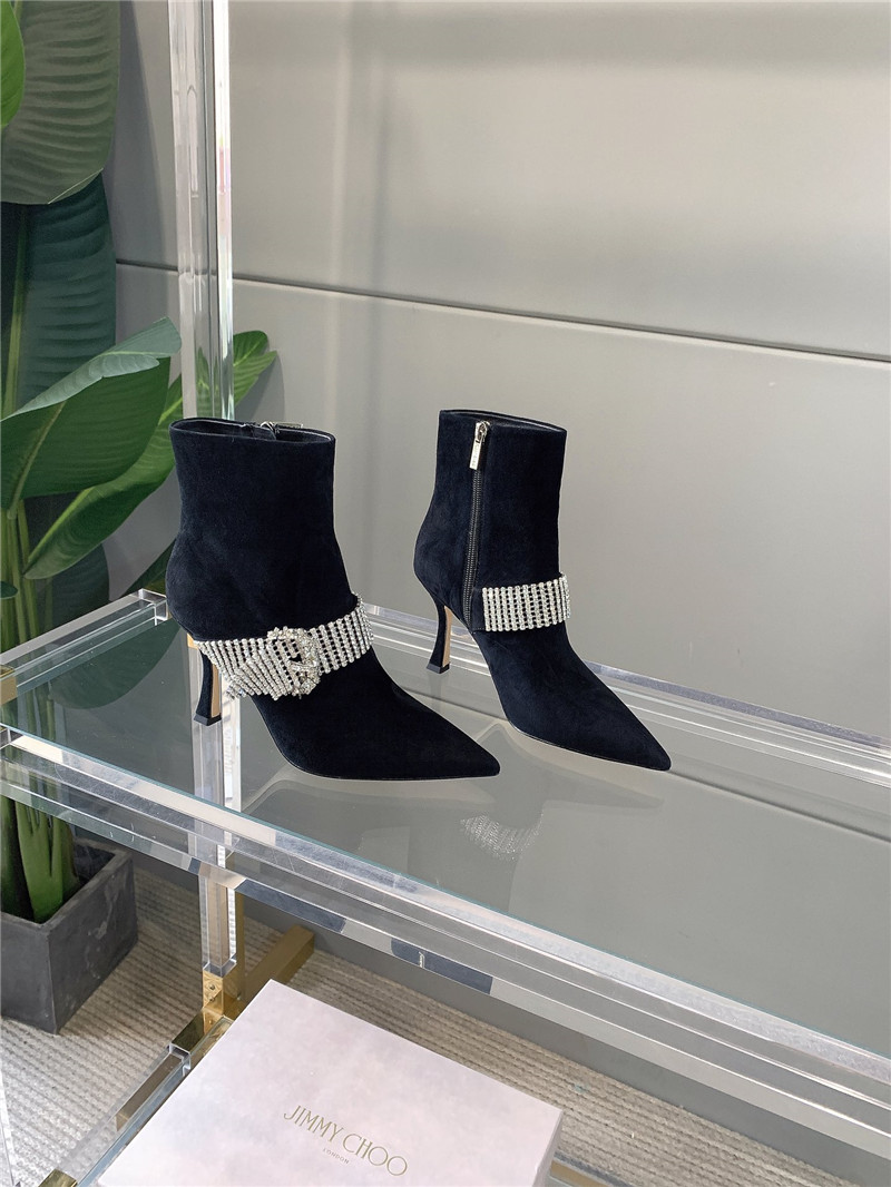 J1m*y Ch00 Pearl Heels Dupe rhinestone high-heeled boots