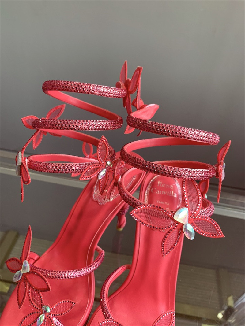 rene caovilla crystal butterfly high heel sandals
