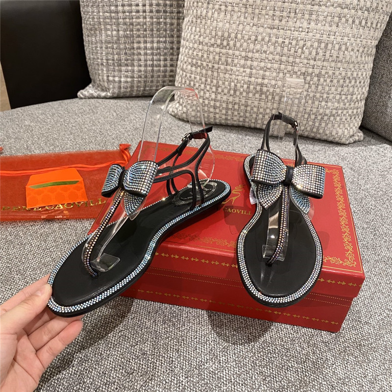 rene caovilla flip flops bow flat sandals