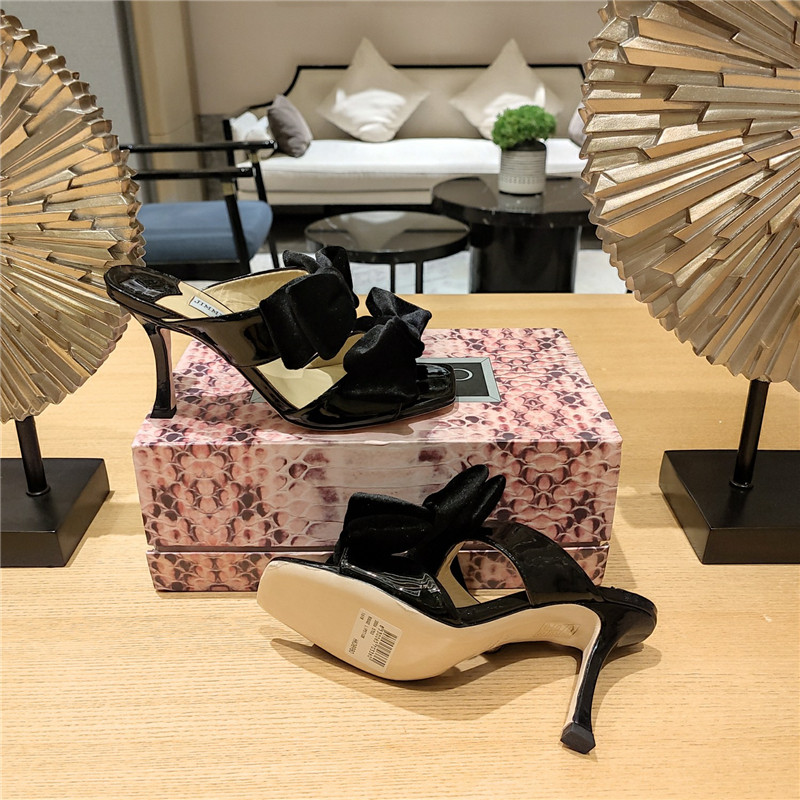 J1m*y Ch00 bow heels dupe bow crinkle sandals