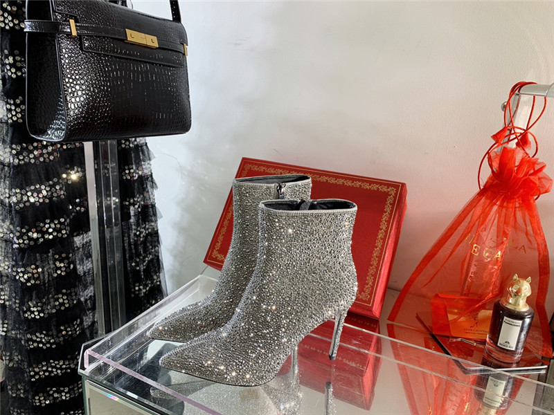 Rene Caovilla drilled pointed high heel boots