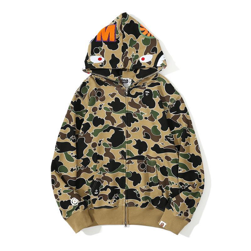 Bape Shark Hoodies Camo Zip Hooder mens womens sweatshirt