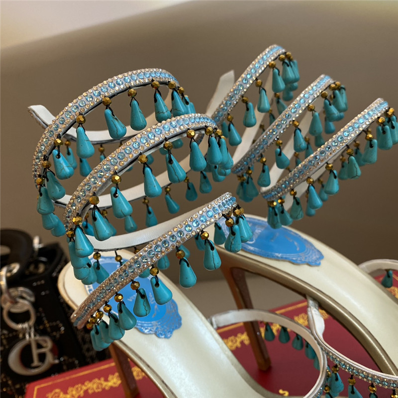 Rene Caovilla Classic Snake Wrap Sandals