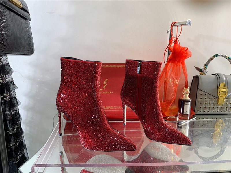 Rene Caovilla drilled pointed high heel booties