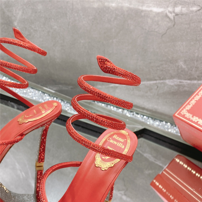 Rene Caovilla Dupe R C diagonal strap rhinestone inlaid sandals