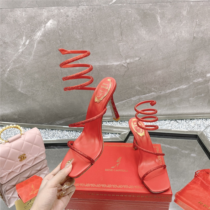 Rene Caovilla Dupe R C diagonal strap rhinestone inlaid sandals