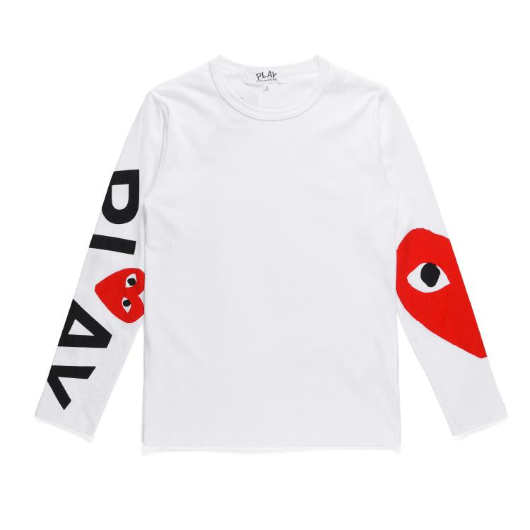 COMME DES GARCONS CDG Play Lone Sleeve T Shirt Black White