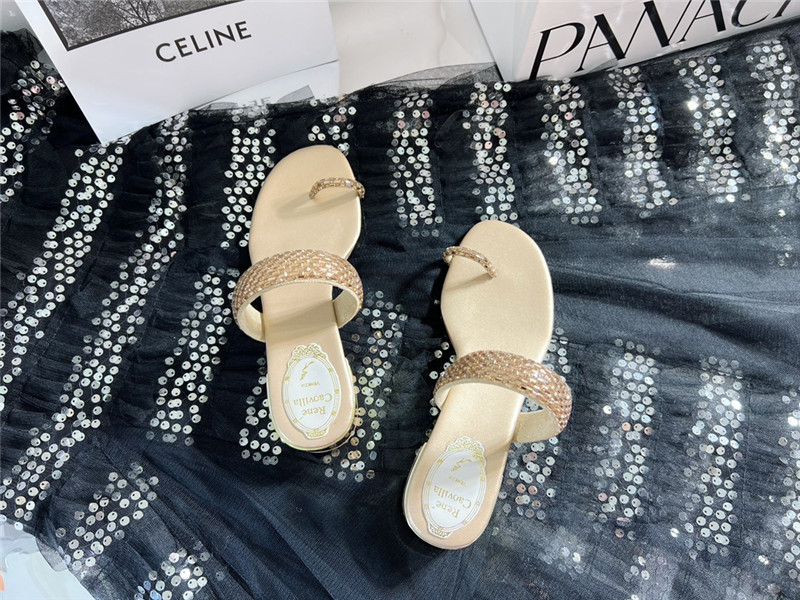 Rene Caovilla Heels Dupe low heel flat flip flop sandals