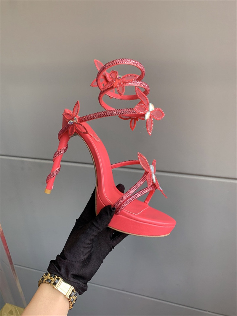 rene caovilla crystal butterfly high heel sandals