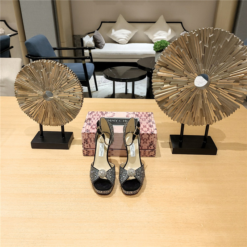 J1m*y Ch00 high heel D1am0nd chain sandals