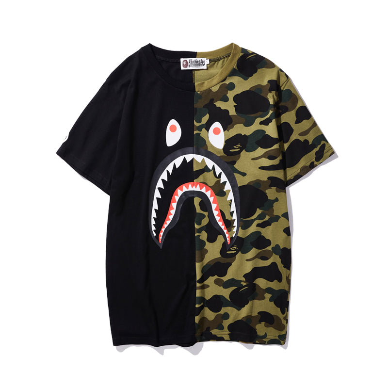 Bape Camo T Shirt Bape Blue Purple and Black Green Color Matching Cotton Tee 705