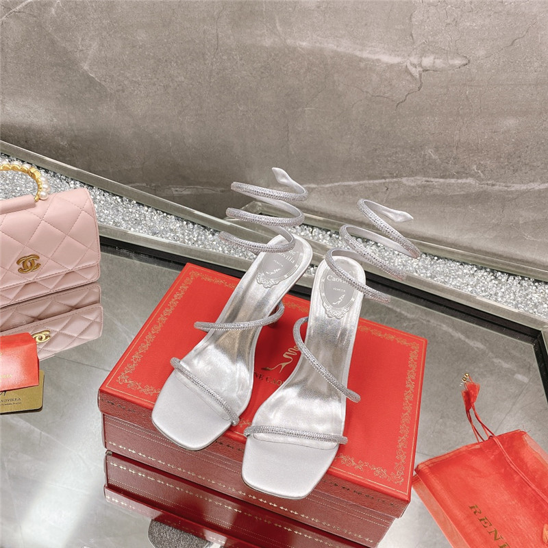 Rene Caovilla Dupe R C diagonal strap rhinestone inlaid sandals