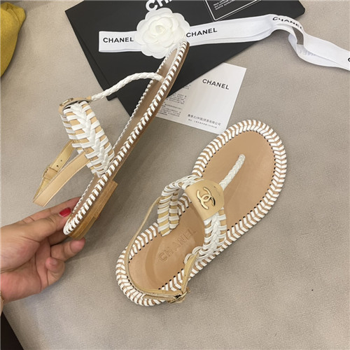 Ch**el Flat Dupes woven thong sandals