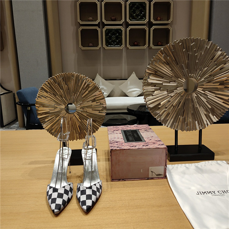 J1m*y Ch00 Crystal Chain Heeled Sandals