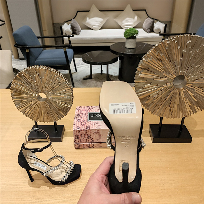 J1m*y Ch00 high heel D1am0nd chain sandals