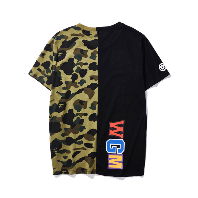 Bape Camo T Shirt Bape Blue Purple and Black Green Color Matching Cotton Tee 705