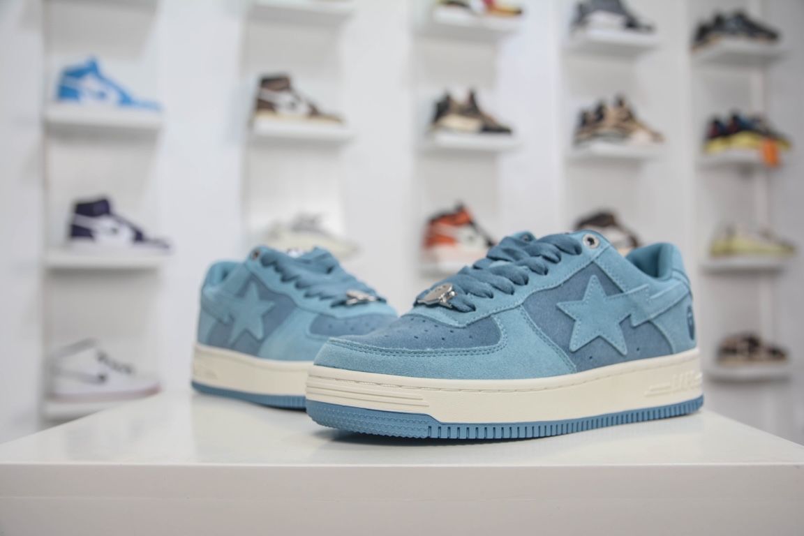 A Bathing Ape Bape Sta Low Blue Suede