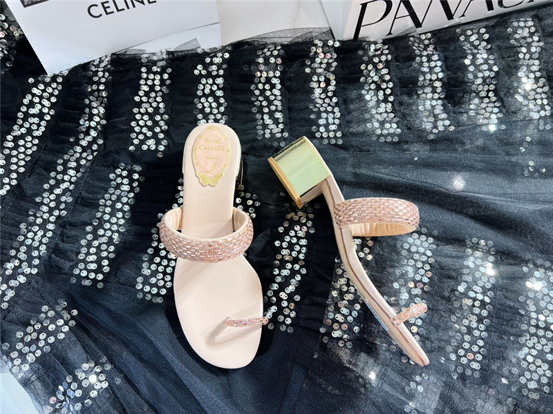 Rene Caovilla Heels Dupe low heel flat flip flop sandals