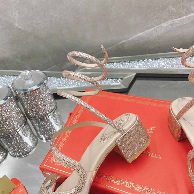 Rene Caovilla Heels Dupe snake crystal chunky heel sandals