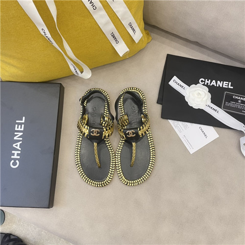 Ch**el Flat Dupes woven thong sandals