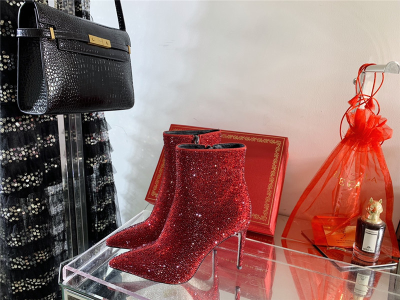 Rene Caovilla drilled pointed high heel booties