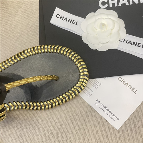 Ch**el Flat Dupes woven thong sandals