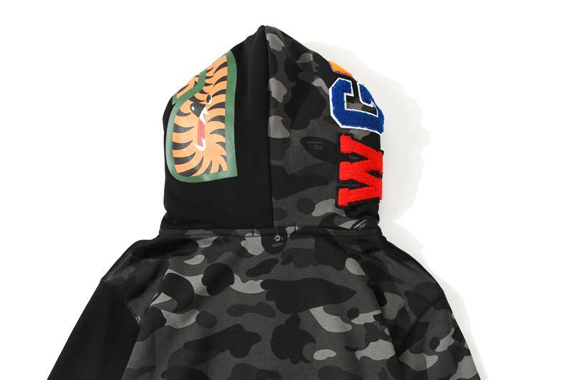 BAPE Color Camo Tiger Shark Full Zip Double Hoodie