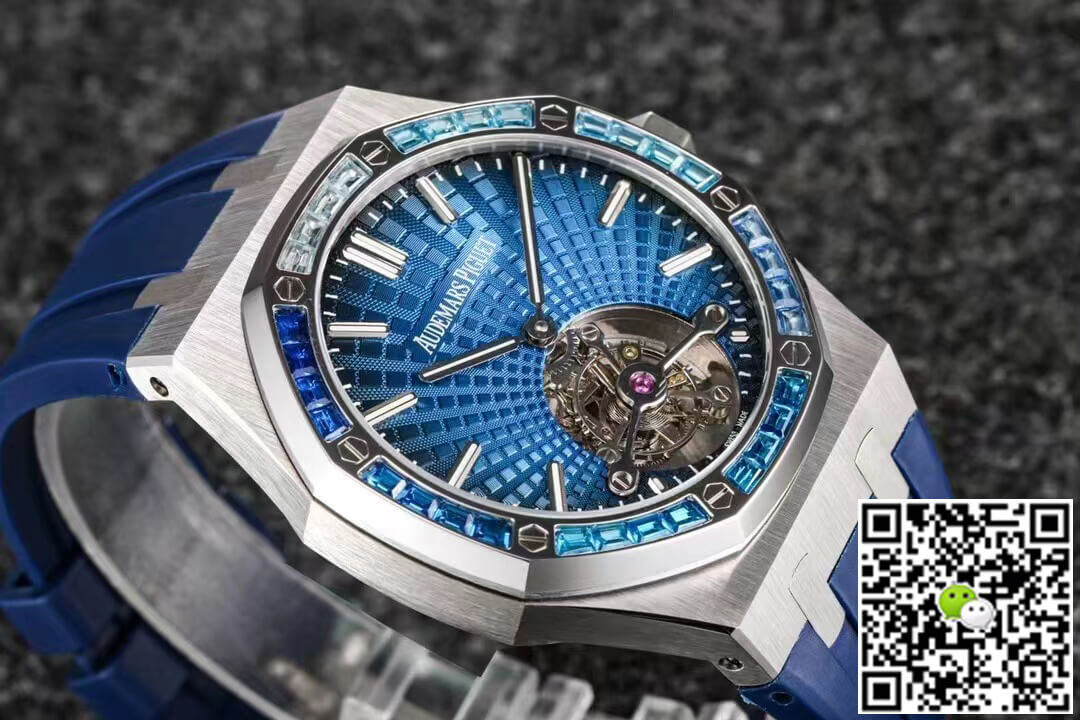 Replica Audemars P1g*et Royal Oak Tourbillon 1:1 Best Edition R8 Factory V3 Blue Rubber Strap