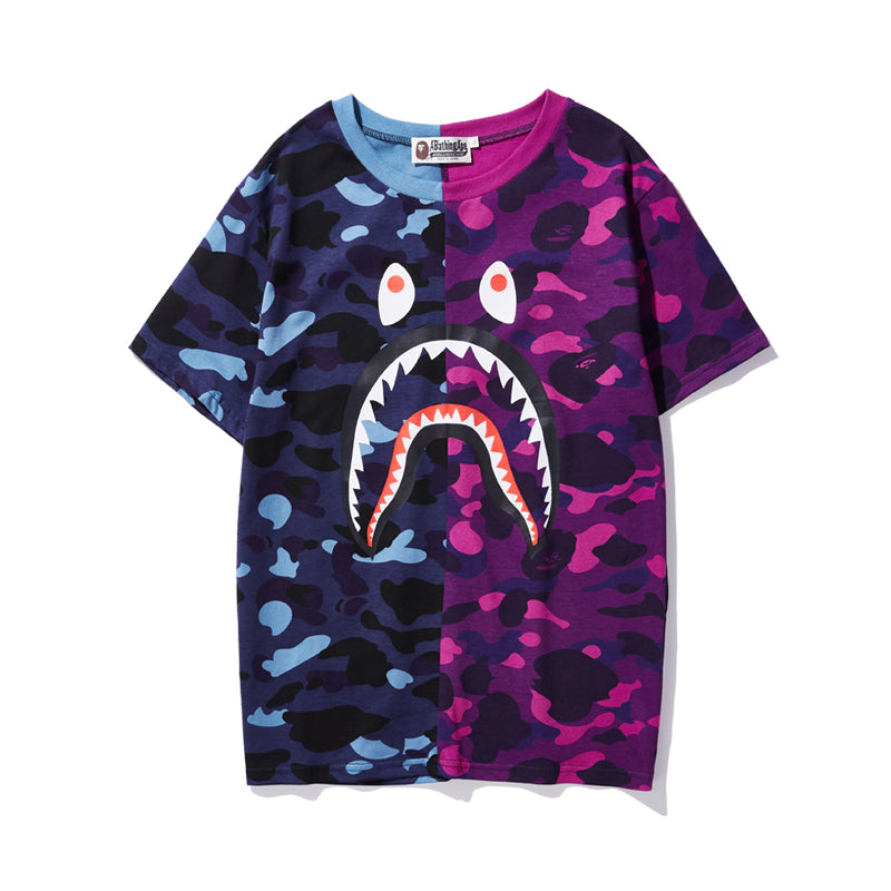 Bape Camo T Shirt Bape Blue Purple and Black Green Color Matching Cotton Tee 705