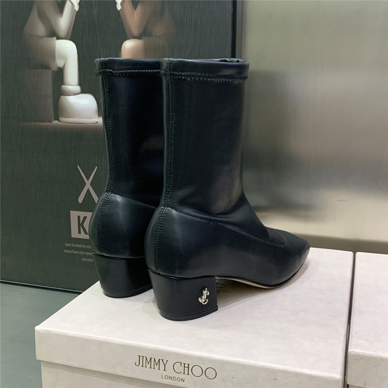 J1m*y Ch00 logo block heel square toe ankle boots