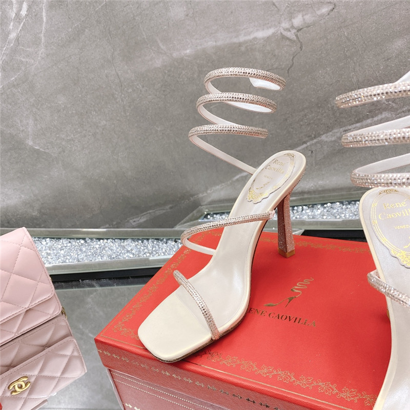 Rene Caovilla Dupe diagonal strap rhinestone inlaid sandals