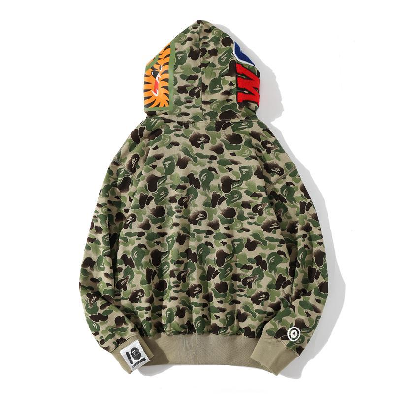 Bape Full Zip Shark Camo Hoodie Black Grey