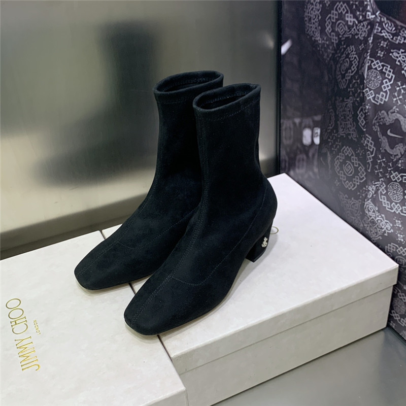 J1m*y Ch00 logo block heel square toe ankle boots