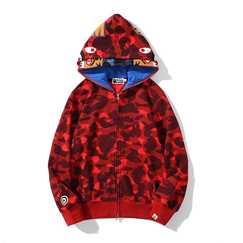 Bape Shark Hoodie 21ss Full Zipper double Hooded Camo Sweatshirt