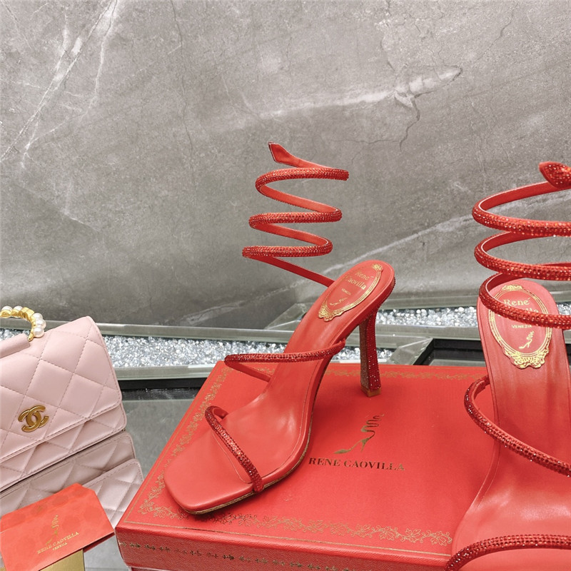 Rene Caovilla Dupe R C diagonal strap rhinestone inlaid sandals