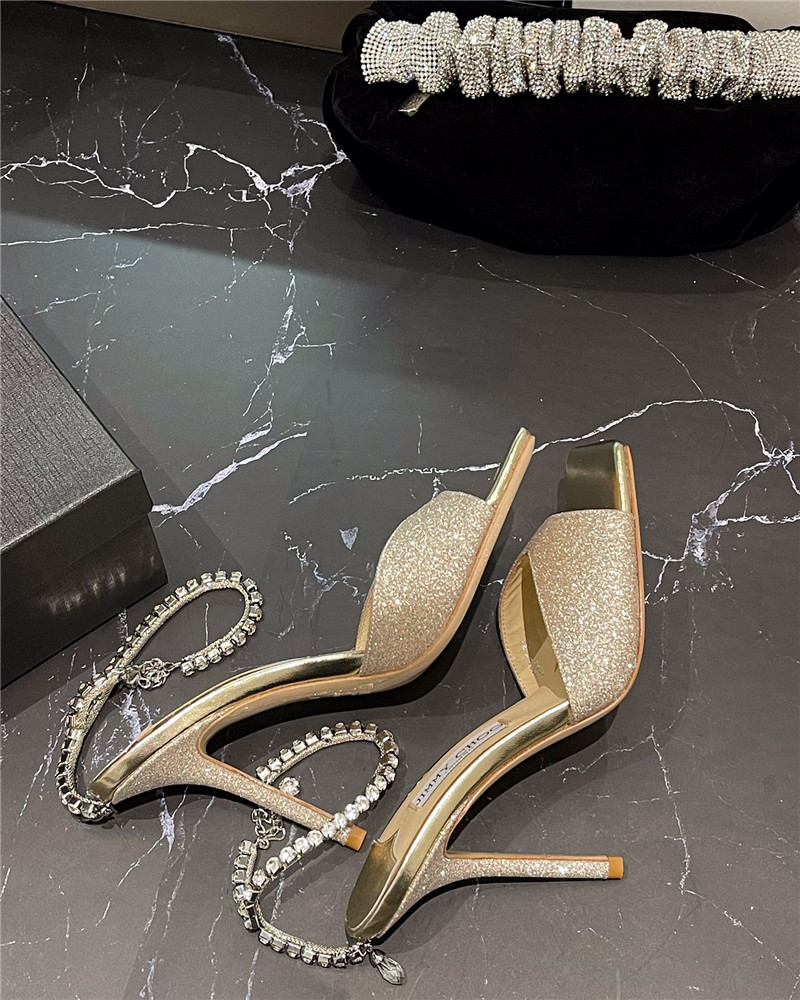 J1m*y Ch00 new ice fish mouth high-heeled sandals