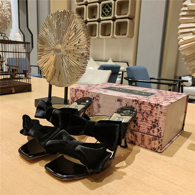 J1m*y Ch00 bow heels dupe bow crinkle sandals