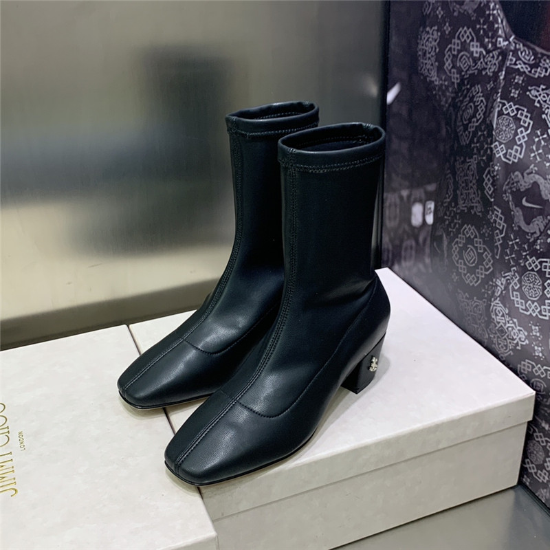 J1m*y Ch00 logo block heel square toe ankle boots