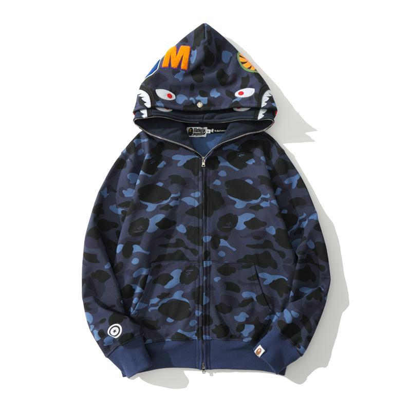 Bape Full Zip Shark Camo Pullover Hoodie Blue Purple Red