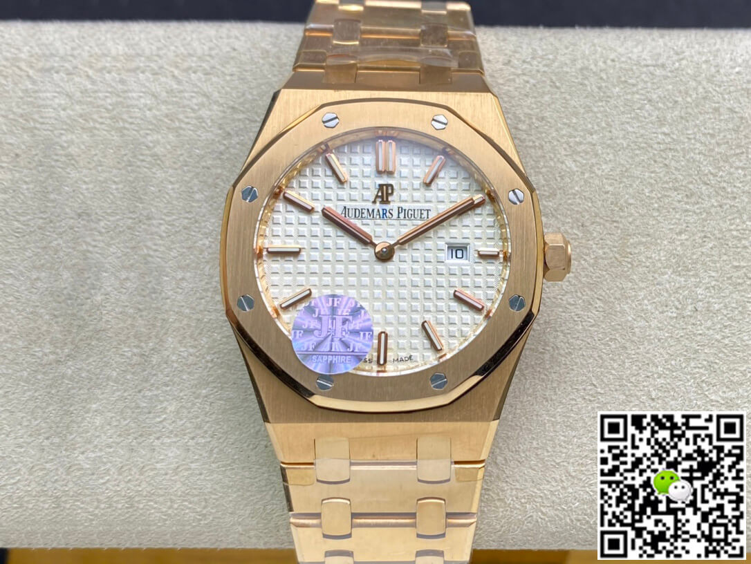 Replica Audemars P1g*et Royal Oak 67650OR.OO.1261OR.01 1:1 Best Edition JF Factory White Dial Swiss Quartz
