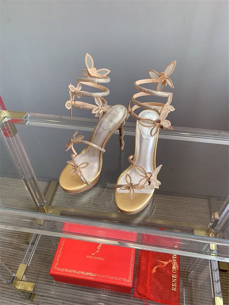 rene caovilla crystal butterfly high heel sandals