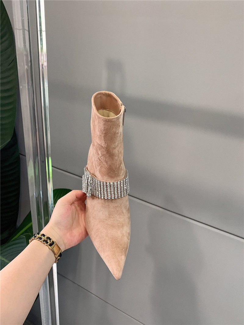 J1m*y Ch00 Pearl Heels Dupe rhinestone high-heeled boots